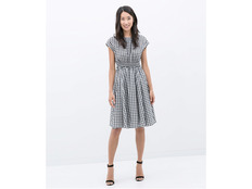 ZARA, Checkered Dress with ...