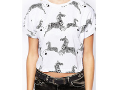 ASOS, Crop T-Shirt with Zeb...